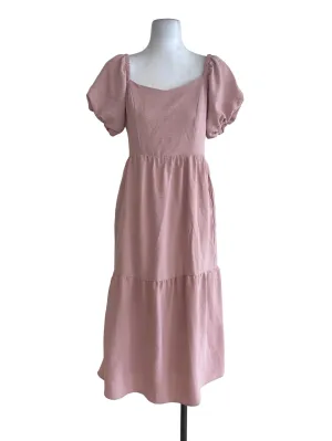 Pink Textured Blouson Dress