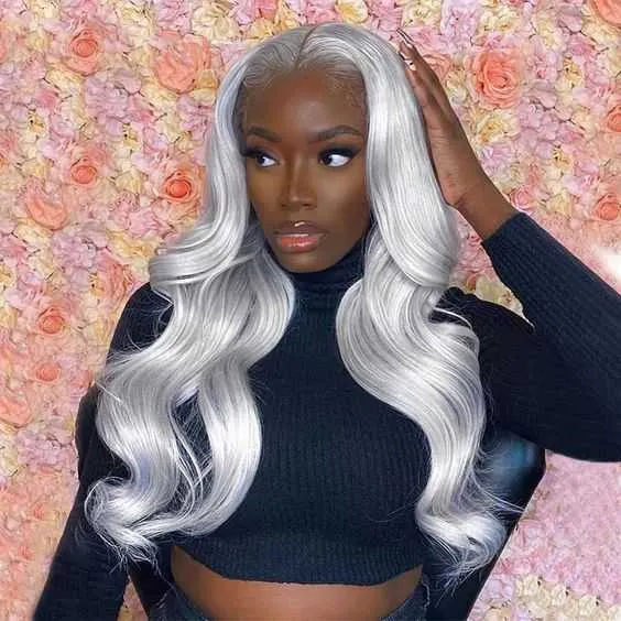 Pink/Grey/Yellow Lace Front Wig Body Wave Hair Sdamey Lace Closure Wig T Part Lace Wig