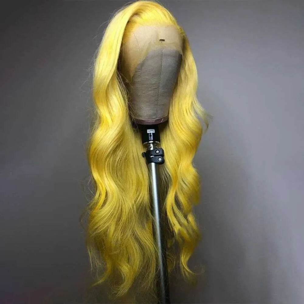 Pink/Grey/Yellow Lace Front Wig Body Wave Hair Sdamey Lace Closure Wig T Part Lace Wig