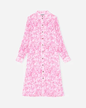 Pleated Georgette Shirt Dress - Sweet Lilac