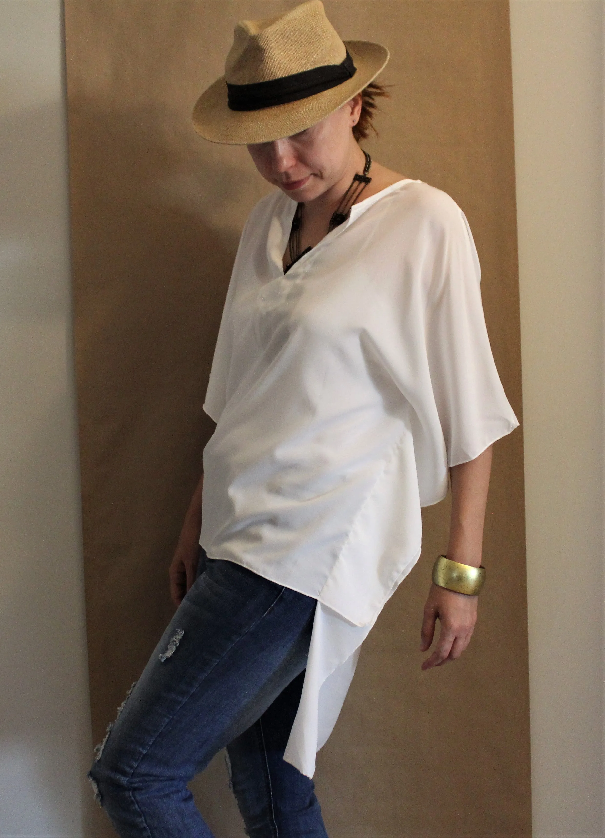 Plus Size Butterfly Sleeves Chiffon Top