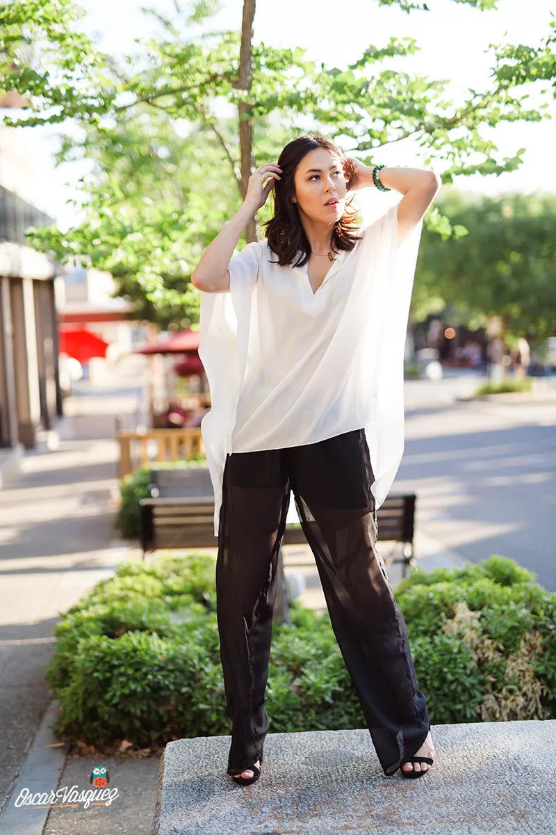 Plus Size Butterfly Sleeves Chiffon Top