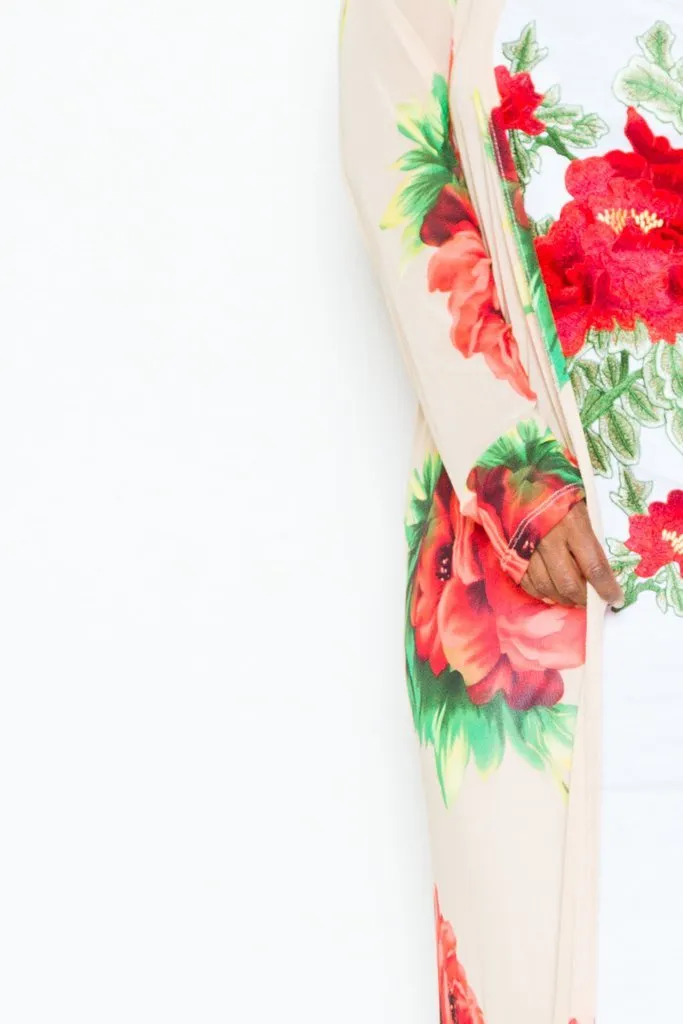 Plus Size Gorgeous Floral See Through Mesh Cardigan