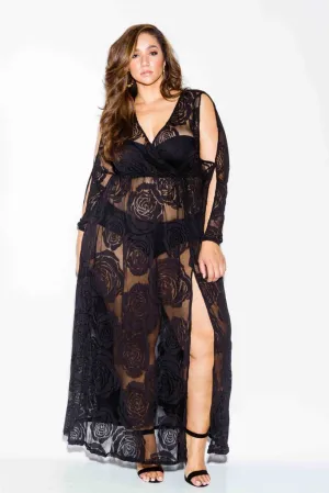 Plus Size Rose See Through Mesh Dress