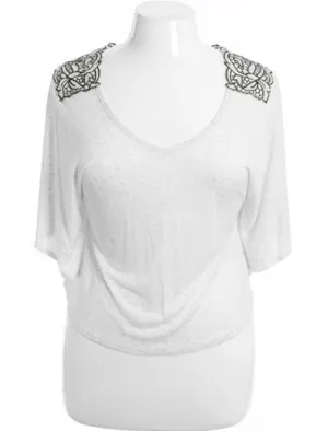 Plus Size See Through Lace Light White Half Tunic