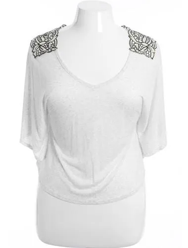 Plus Size See Through Lace Light White Half Tunic