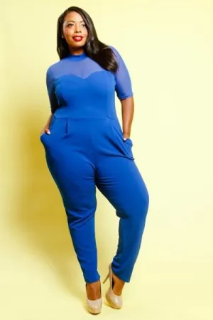 Plus Size Sexy See Through Mesh Panel Jumpsuit [SALE]