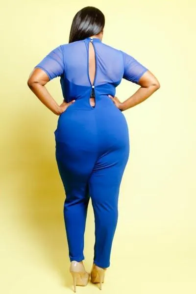 Plus Size Sexy See Through Mesh Panel Jumpsuit [SALE]