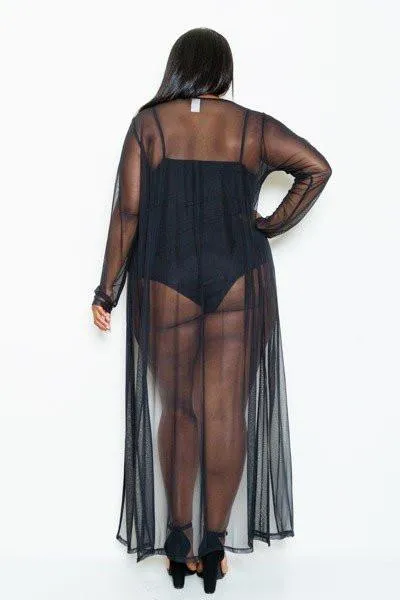 Plus Size Summer See Through Maxi Cardigan