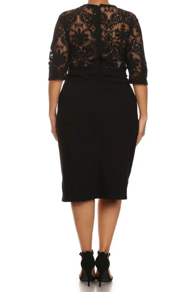 Plus Size Sweet Victorian Tulip Hem See Through Dress