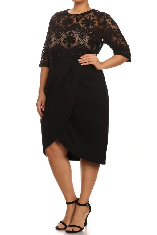 Plus Size Sweet Victorian Tulip Hem See Through Dress