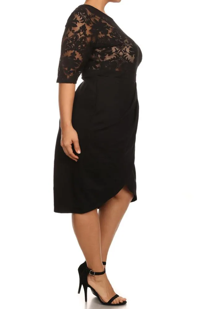 Plus Size Sweet Victorian Tulip Hem See Through Dress
