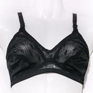 Polka Dotted Black Net Bra - See Through Bra