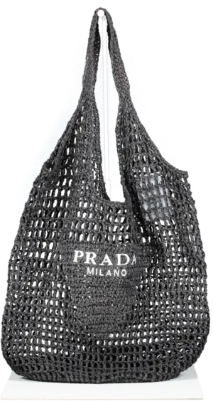 Prada Black Crochet Tote Bag
