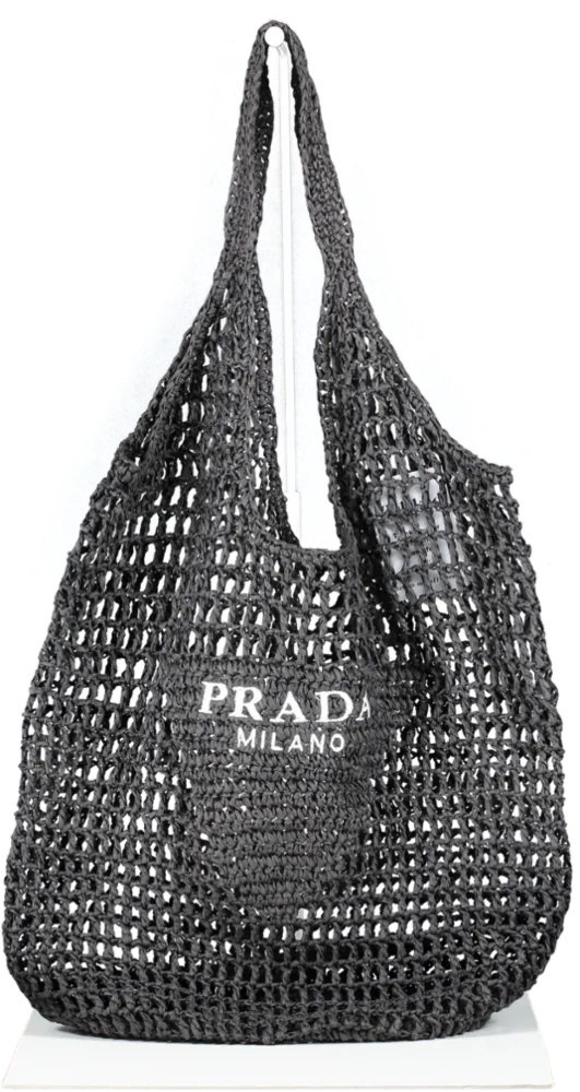 Prada Black Crochet Tote Bag