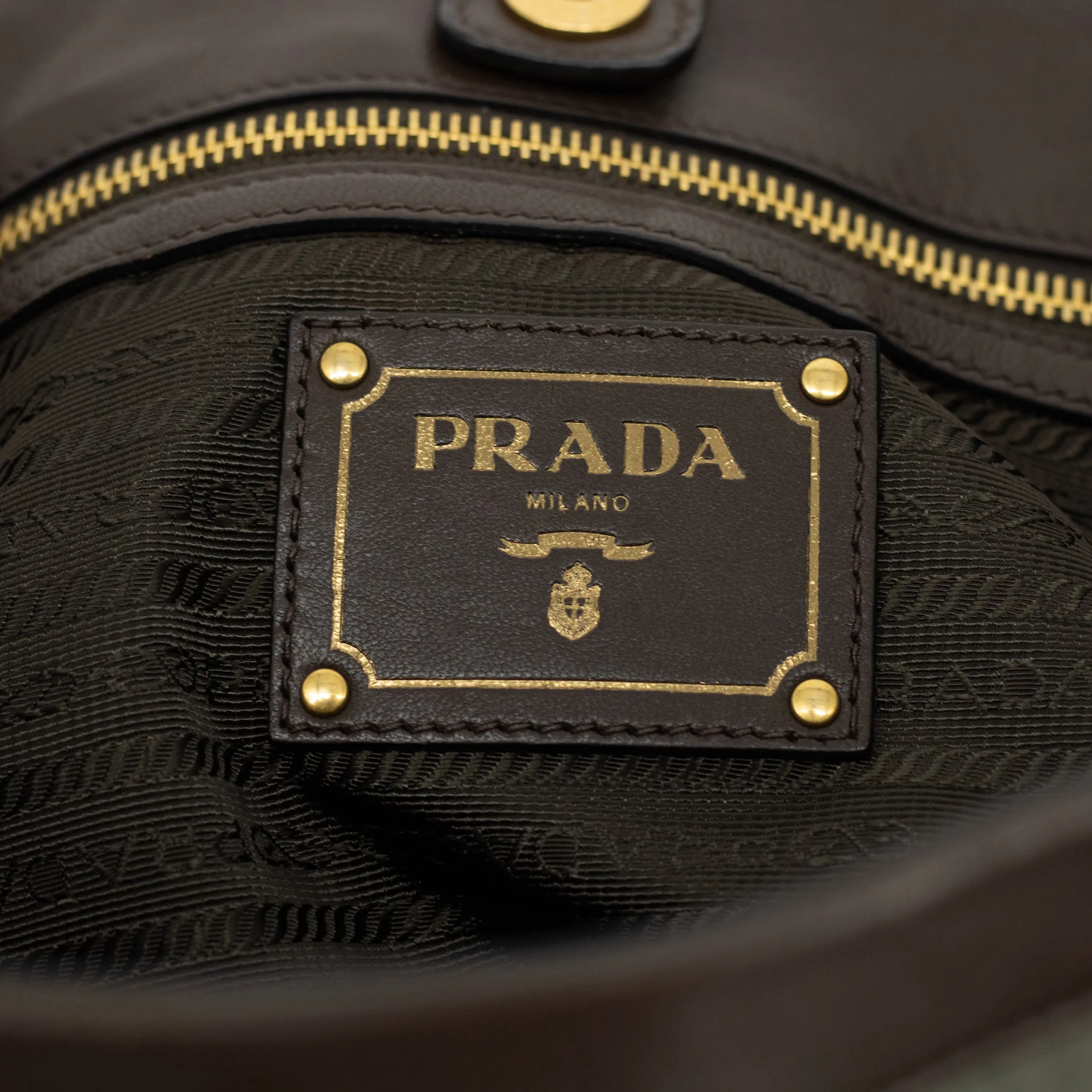 Prada Military Green Tessuto Jacquard Logo 2-Way Tote Bag #1768