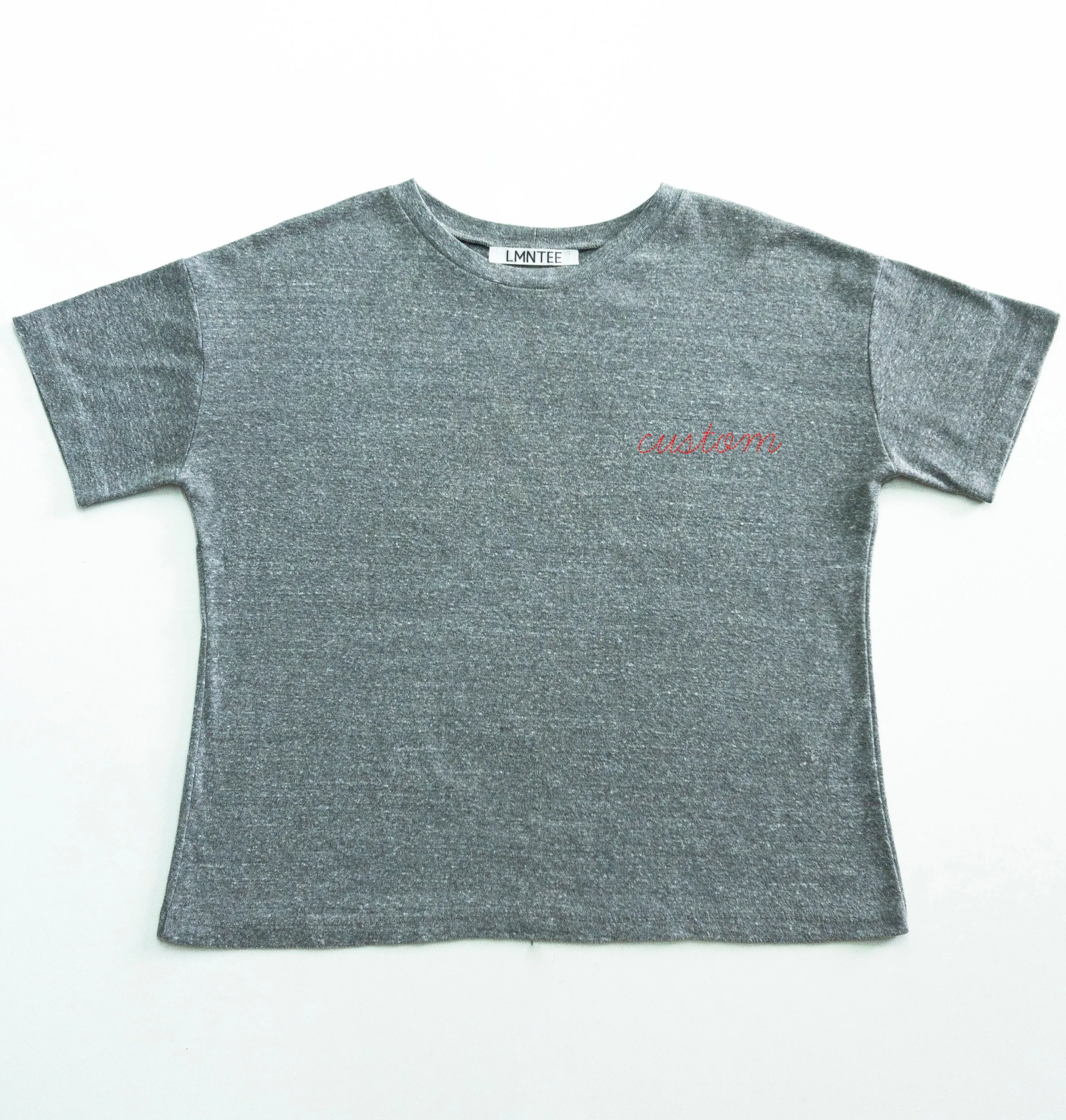 premium basic tee grey with custom embroidery