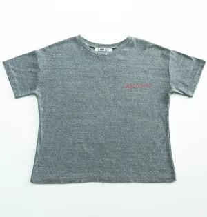 premium basic tee grey with custom embroidery