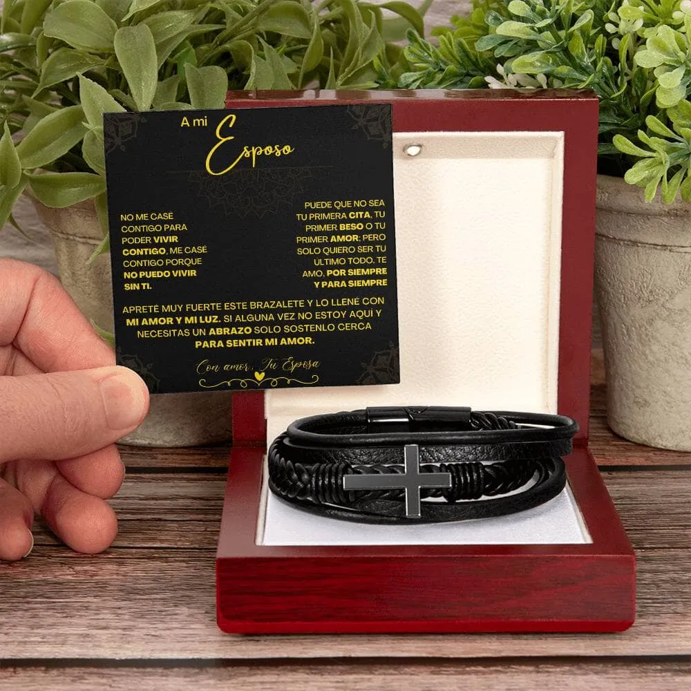 Pulsera de Cuero Cruzada para Hombre (Esposo): Un Regalo de Amor y Elegancia