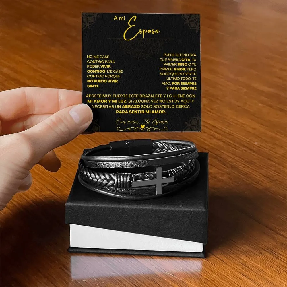 Pulsera de Cuero Cruzada para Hombre (Esposo): Un Regalo de Amor y Elegancia