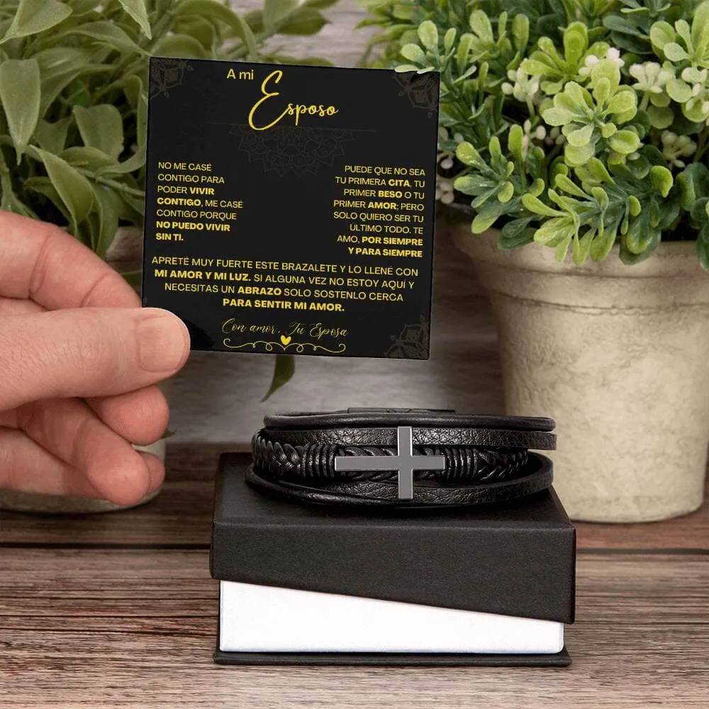 Pulsera de Cuero Cruzada para Hombre (Esposo): Un Regalo de Amor y Elegancia