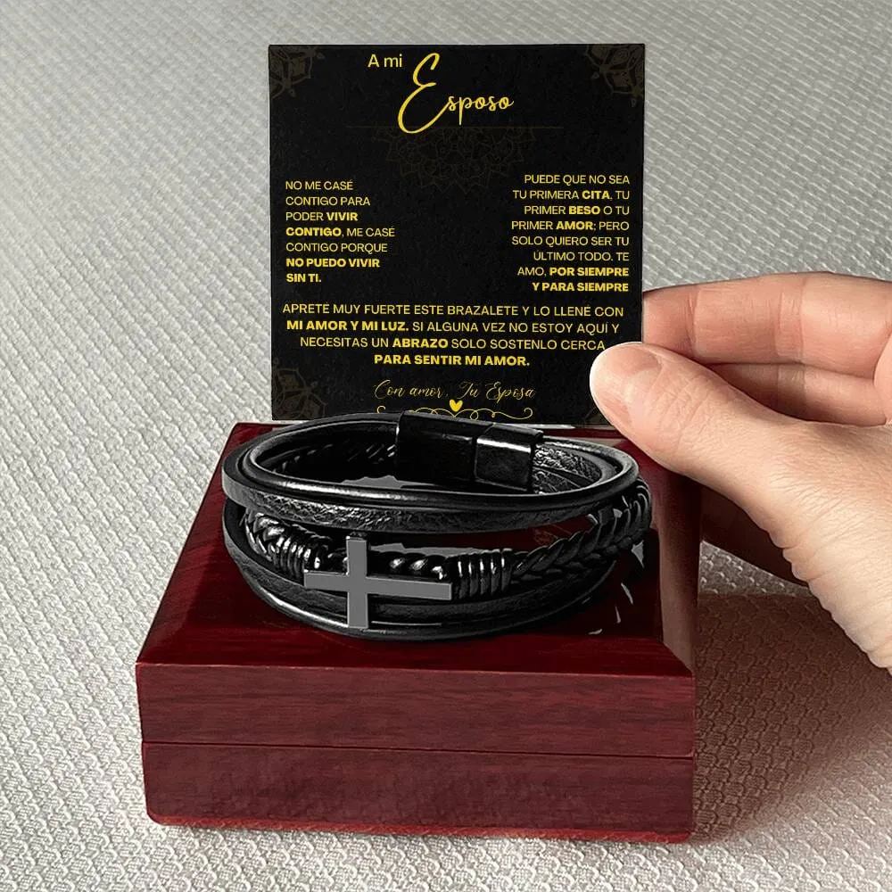 Pulsera de Cuero Cruzada para Hombre (Esposo): Un Regalo de Amor y Elegancia