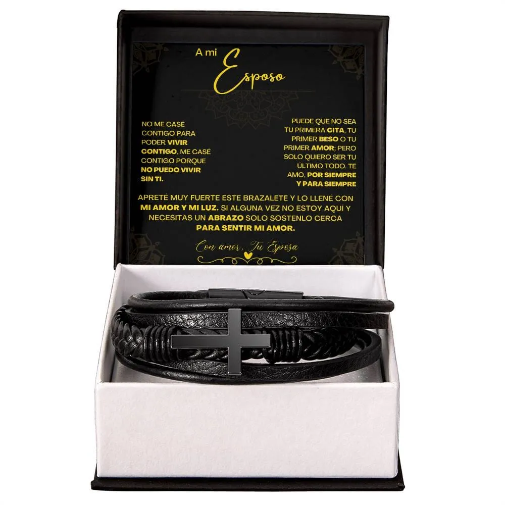 Pulsera de Cuero Cruzada para Hombre (Esposo): Un Regalo de Amor y Elegancia