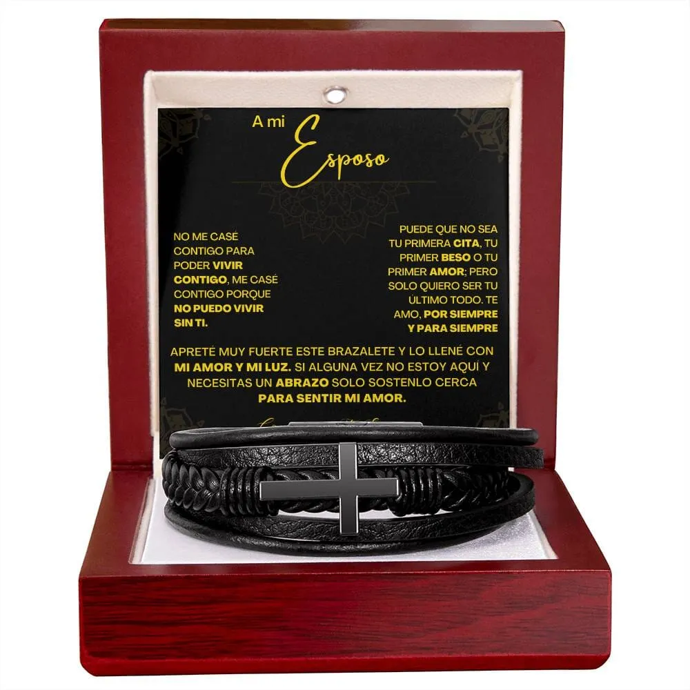 Pulsera de Cuero Cruzada para Hombre (Esposo): Un Regalo de Amor y Elegancia