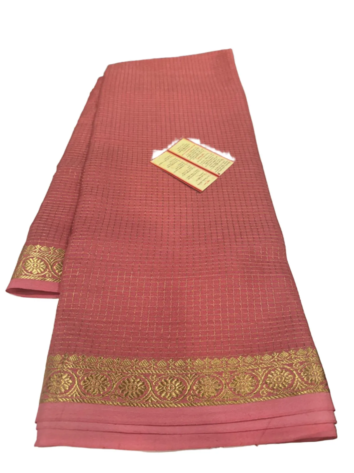 Pure Mysore Silk Small Check Designer Saree