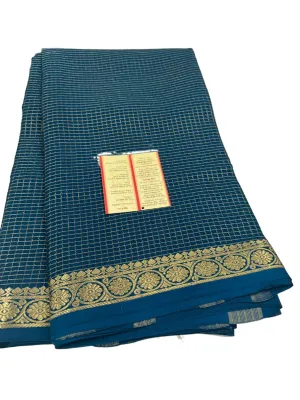 Pure Mysore Silk Small Check Designer Saree