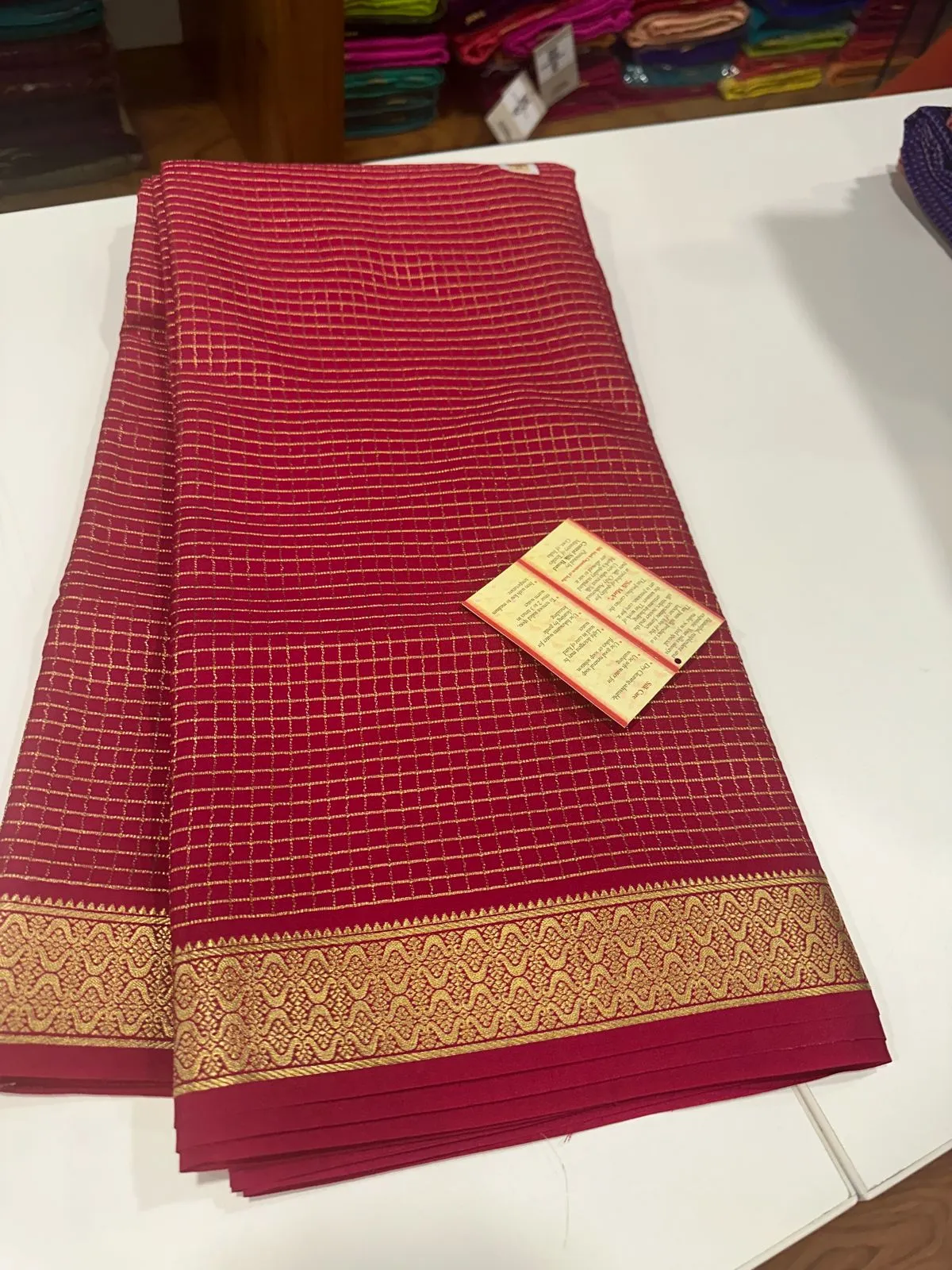 Pure Mysore Silk Small Check Designer Saree