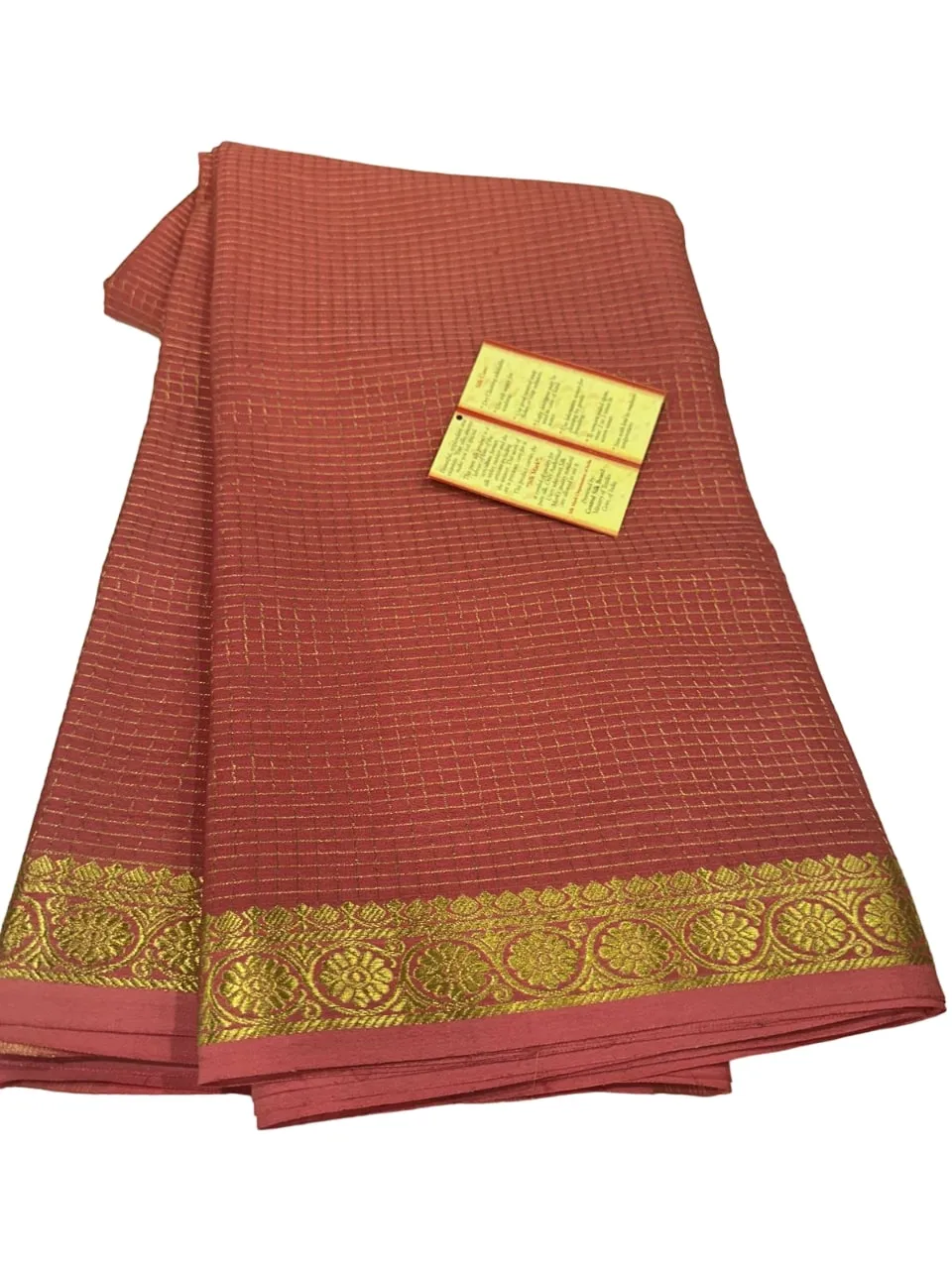 Pure Mysore Silk Small Check Designer Saree