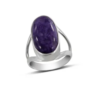 Purple Charoite Designer Silver Ring