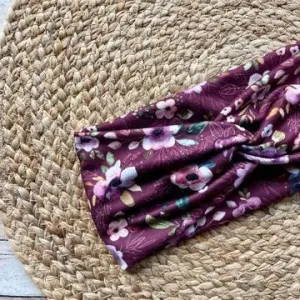 Purple Floral Knit Twist Headband