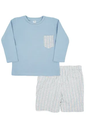 "Bentley" Powder Blue Top & Checked Shorts