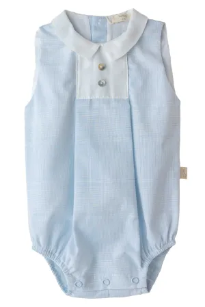 "Cian" Blue Checked Romper