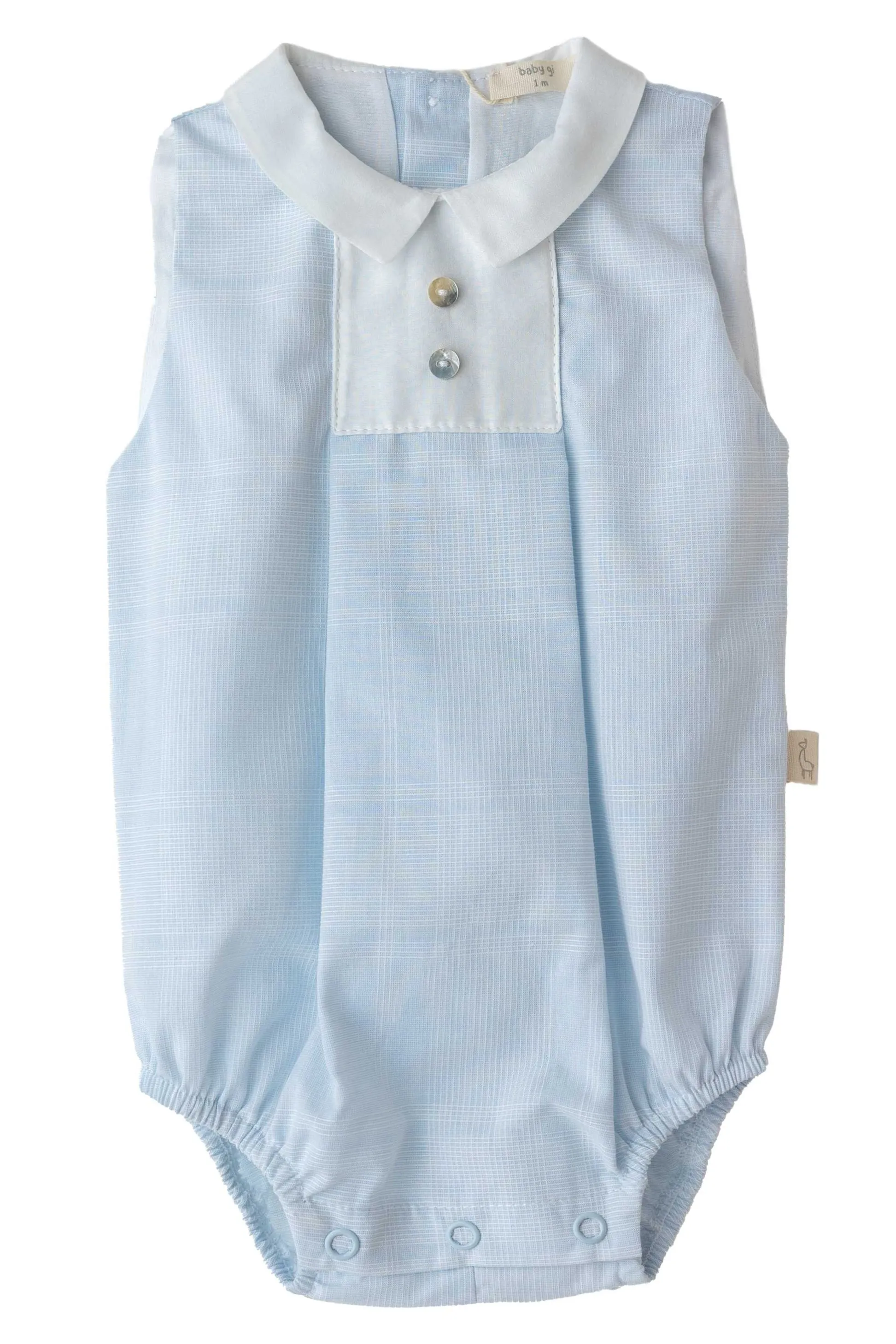 "Cian" Blue Checked Romper