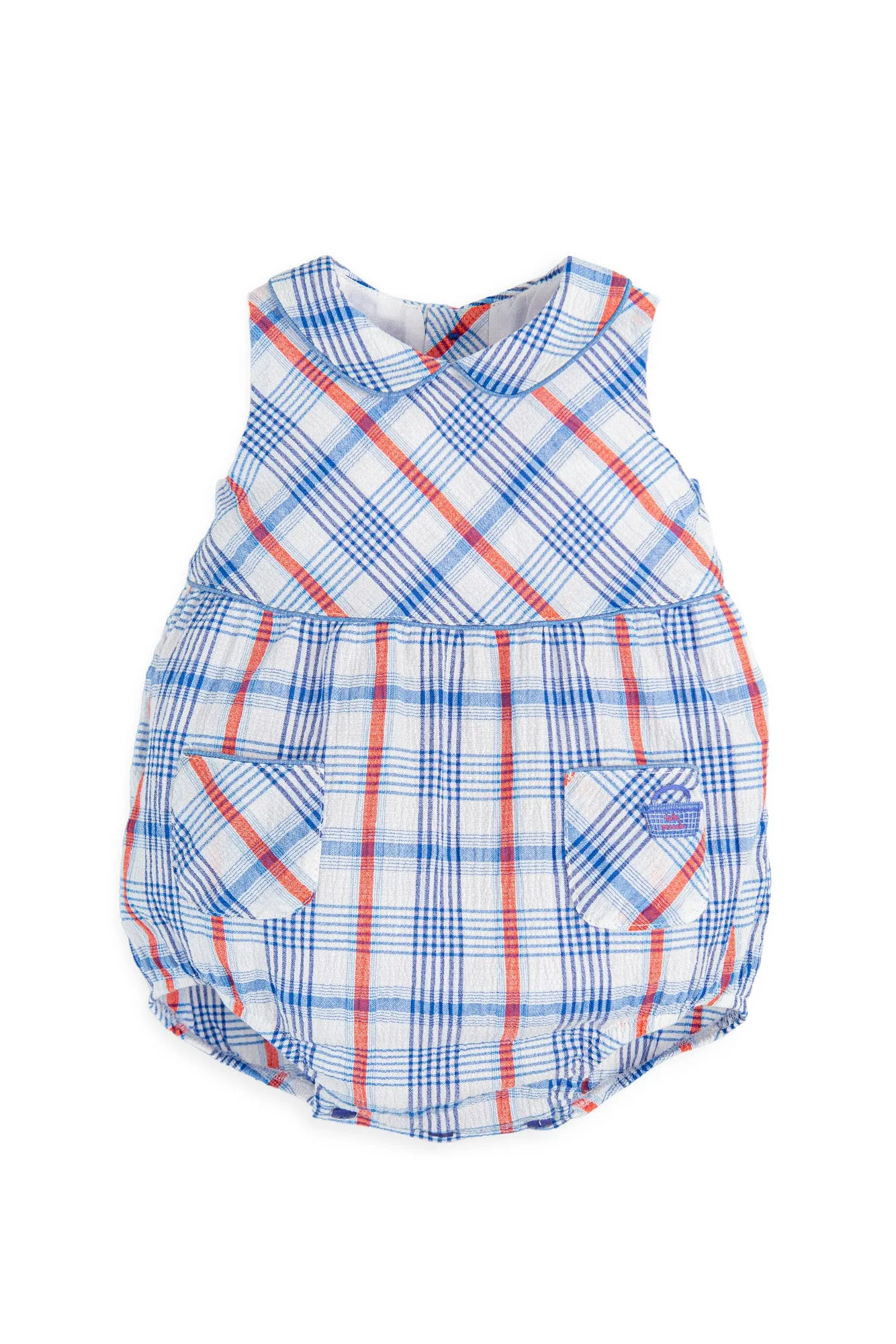 "Dexter" Blue & Red Check Romper
