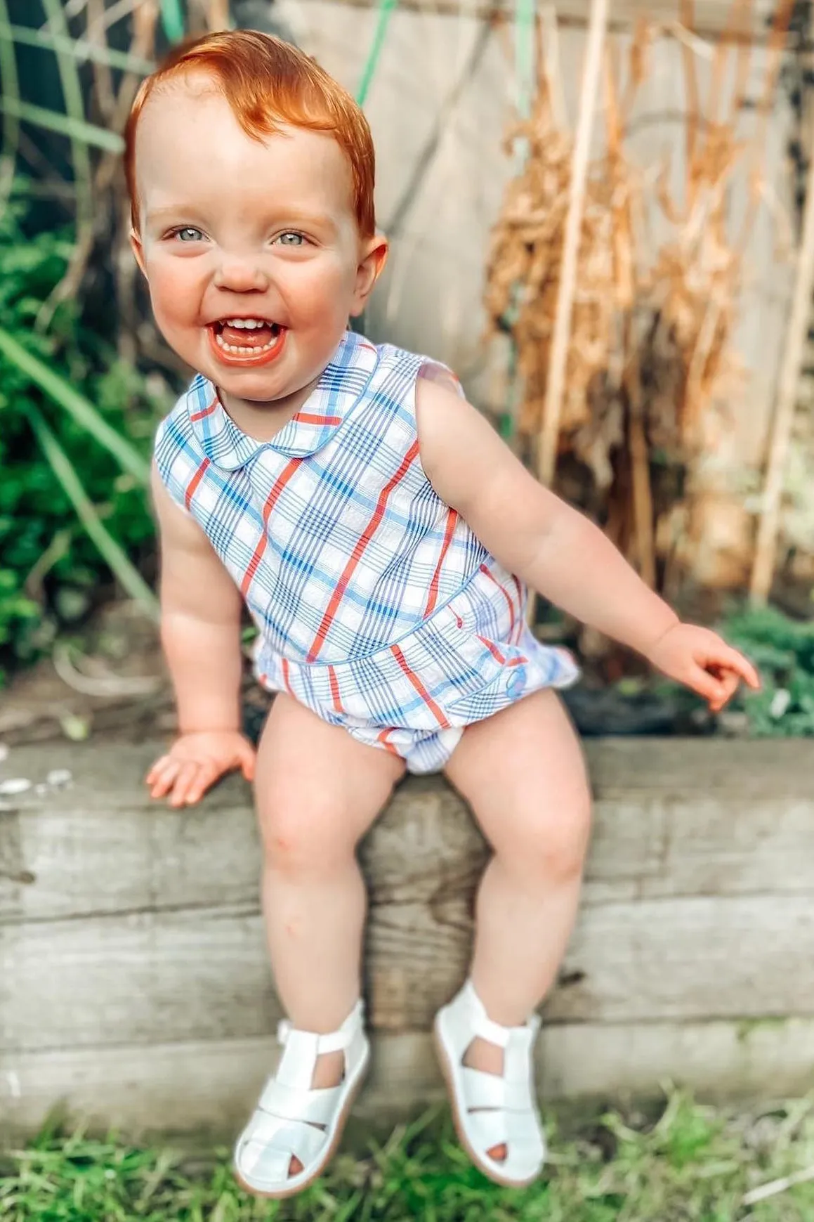 "Dexter" Blue & Red Check Romper
