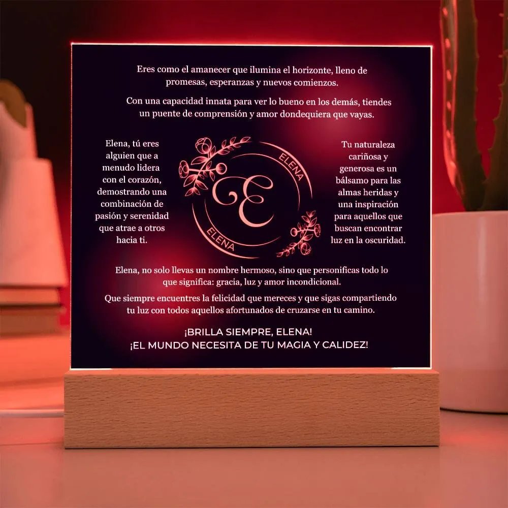 "Eclipsa lo Común y Celebra lo Extraordinario: Acrílico Inspirador para ELENA, la Luz del Amanecer"