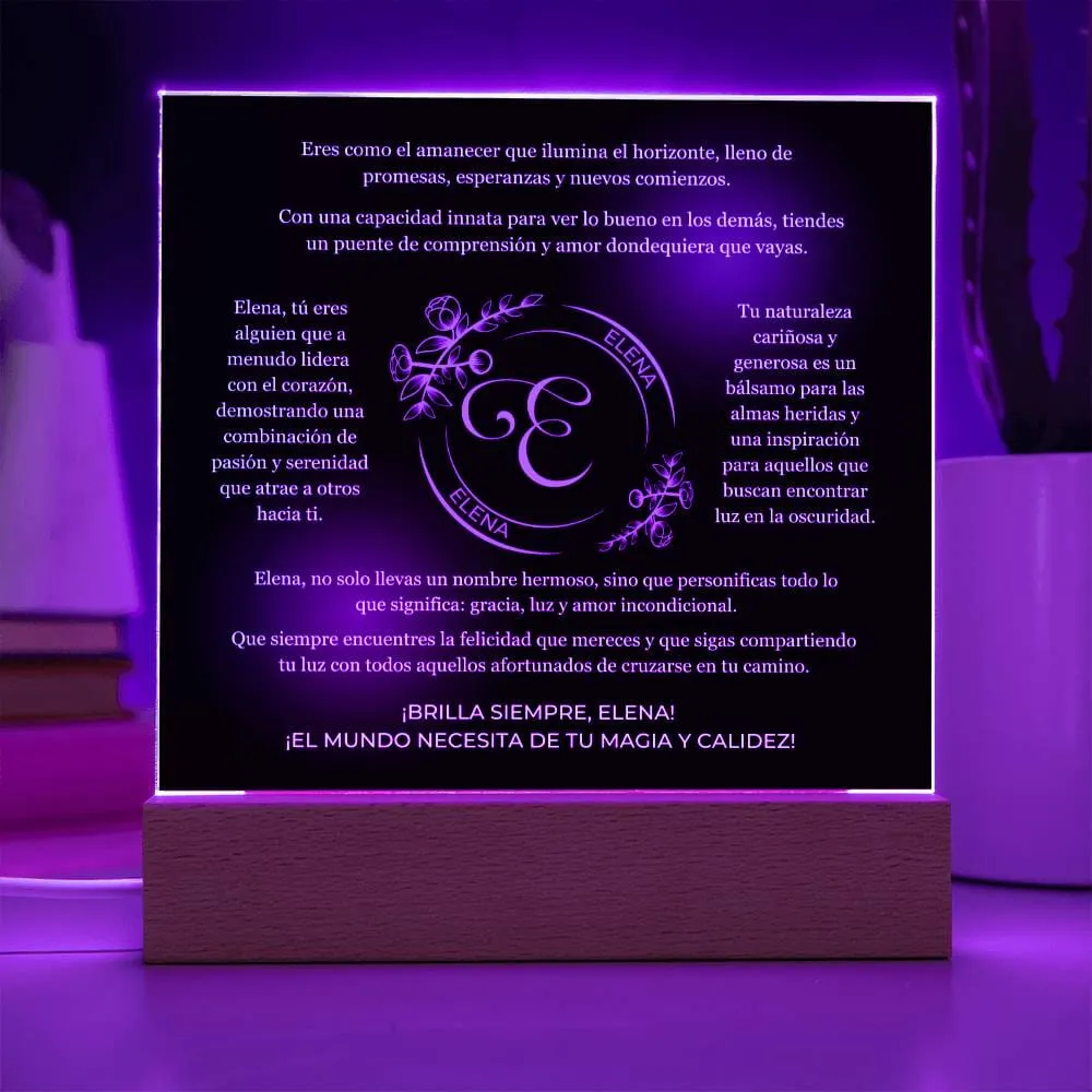 "Eclipsa lo Común y Celebra lo Extraordinario: Acrílico Inspirador para ELENA, la Luz del Amanecer"