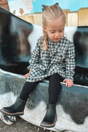 "Esmee" Charcoal Checked Dress