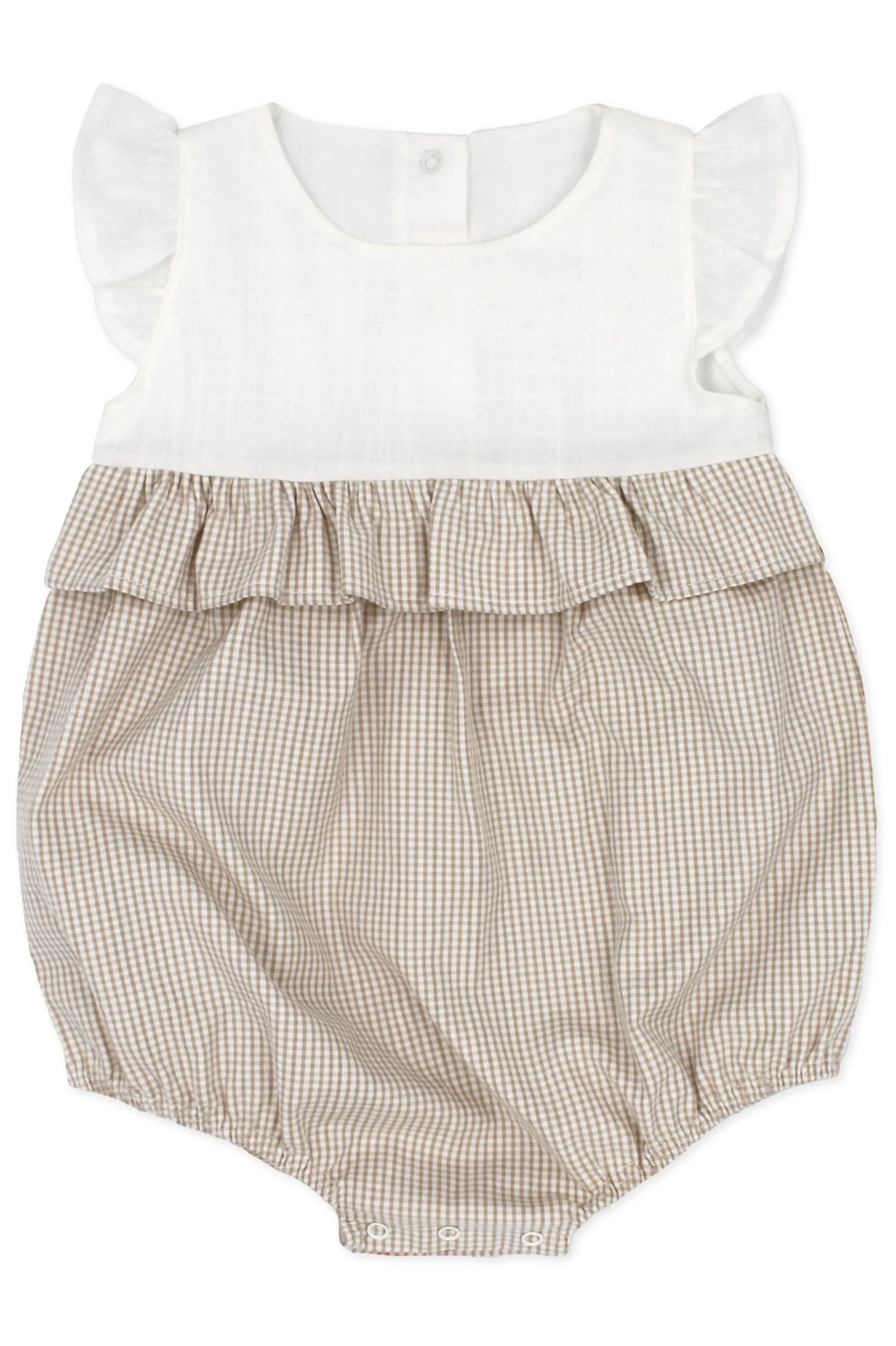 "Skye" Beige Checked Romper