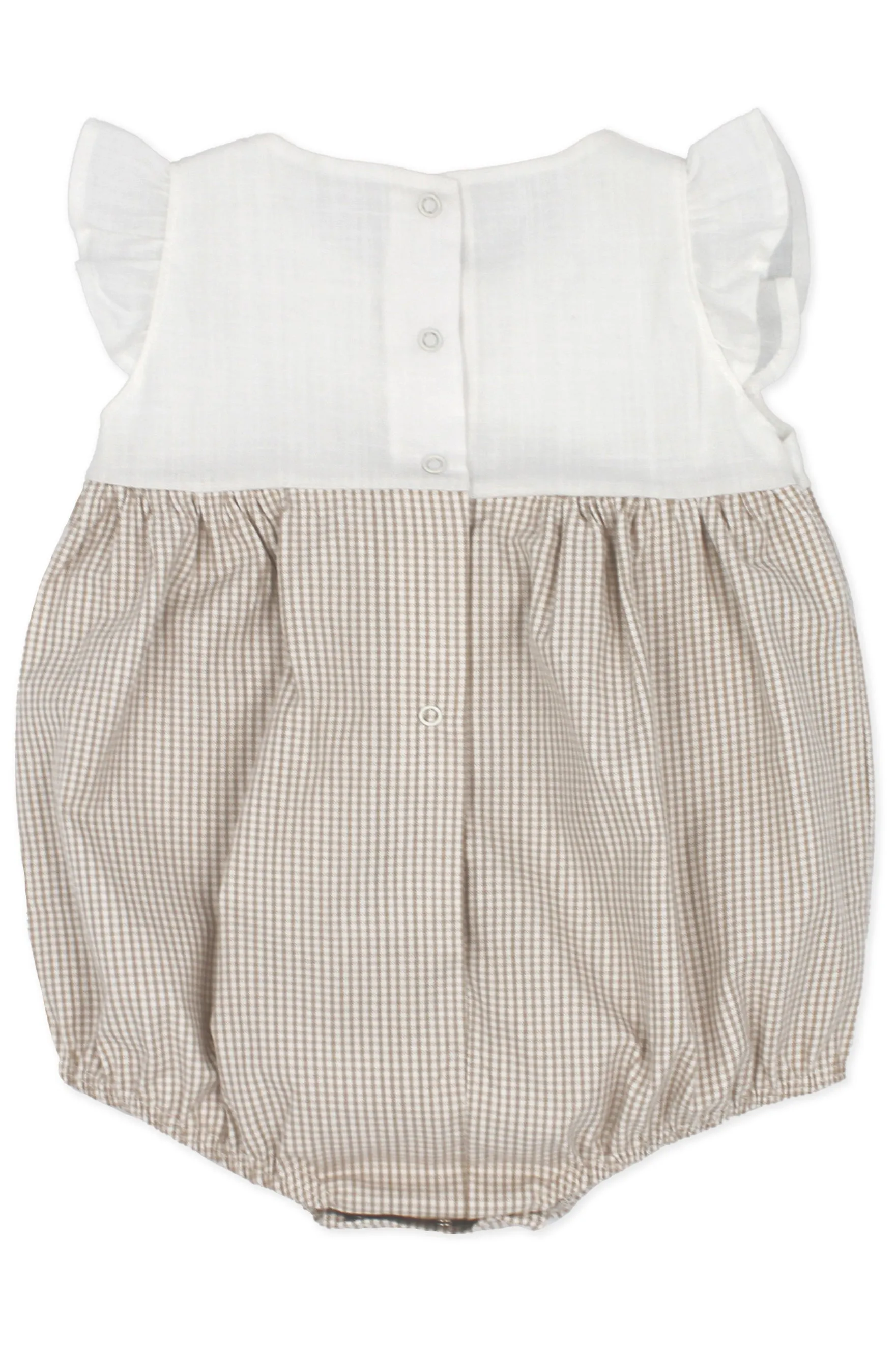 "Skye" Beige Checked Romper