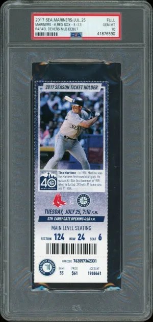 Rafael Devers Boston Red Sox 2017 vs Mariners MLB Debut Ticket PSA 10 Gem Mint