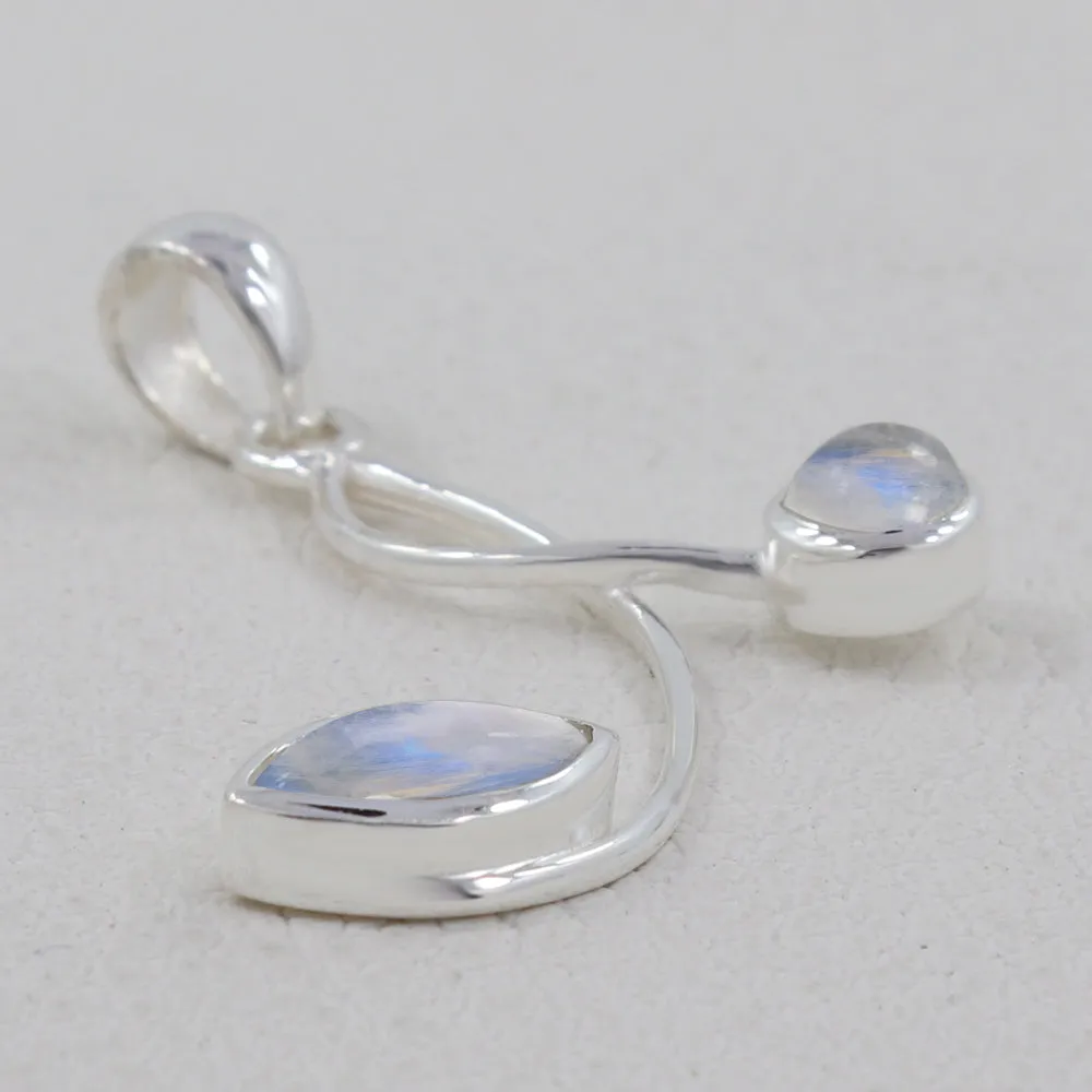 Rainbow Moonstone Designer Silver Pendant