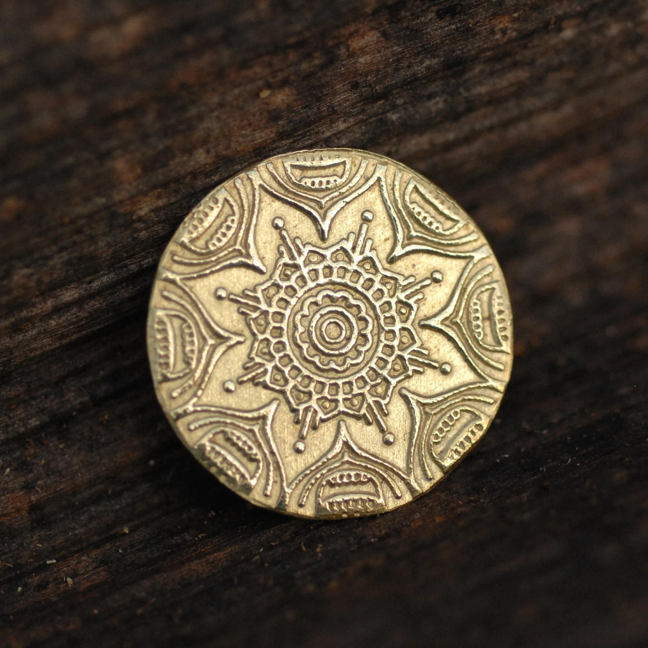 Raw Brass Shapes Round Disc 23mm Sugar Skulls Flower metal charms