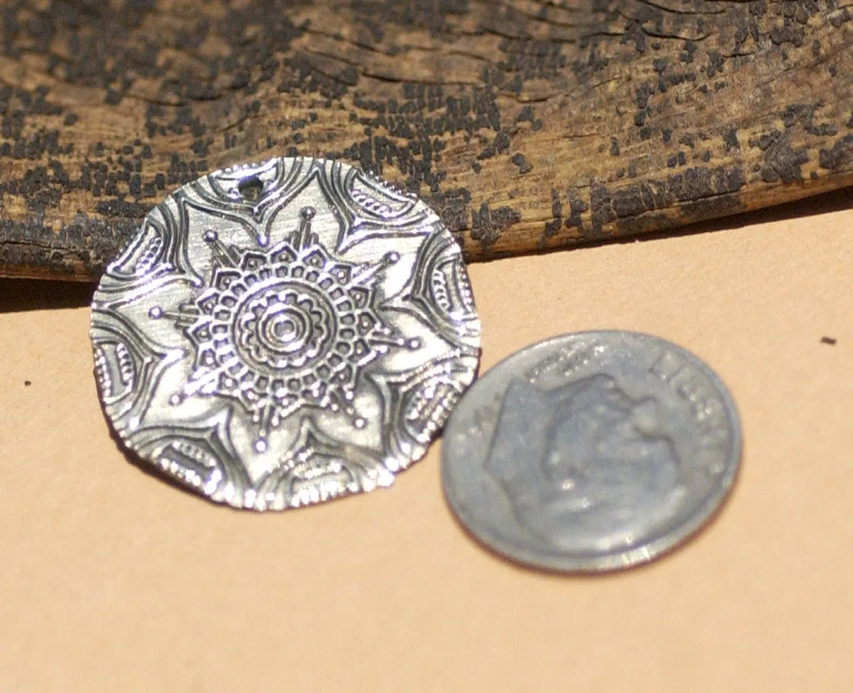 Raw Brass Shapes Round Disc 23mm Sugar Skulls Flower metal charms
