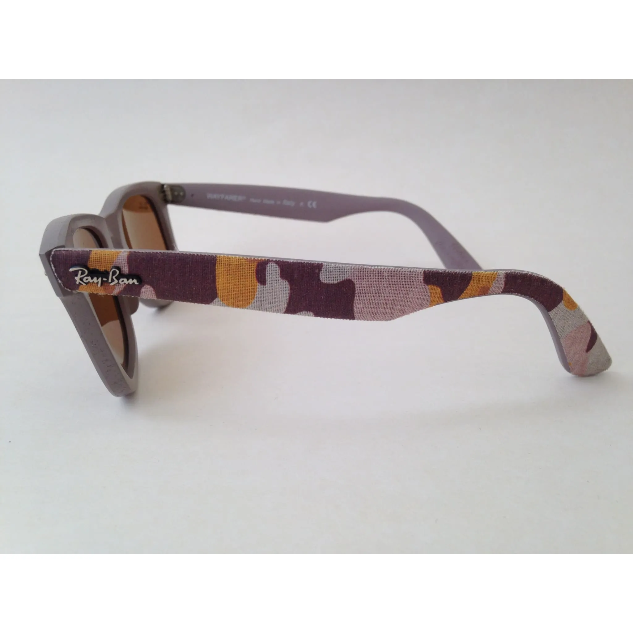 Ray-Ban Urban Camo Wayfarer Sunglasses Gray Matte Beige Frame Brown B-15 Lens