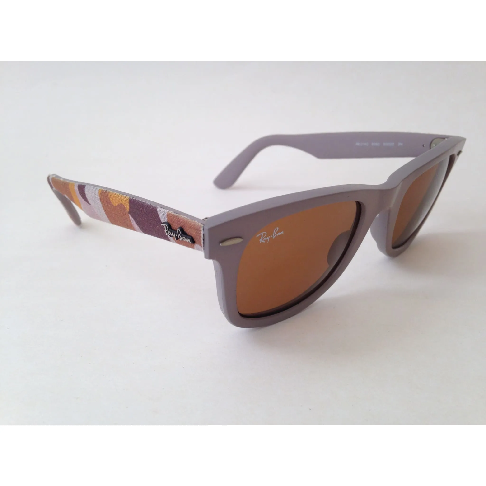 Ray-Ban Urban Camo Wayfarer Sunglasses Gray Matte Beige Frame Brown B-15 Lens
